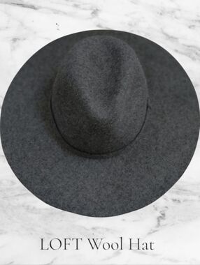 LOFT Wide Brim Wool Fedora Hat - Gray